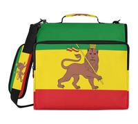 Sac de classeur à 3 anneaux avec fermeture éclair et anneaux de 5,1 cm pour ordinateur portable de 14" pour l'école, le bureau, drapeau de l'Éthiopie