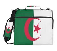 Sac de classeur à 3 anneaux avec fermeture éclair et anneaux de 5,1 cm pour ordinateur portable de 14" pour l'école, le bureau, le drapeau de l'Algérie