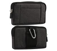 Sac de Clip de Ceinture de Téléphone Portable Noir, Homme Clip Ceinture Étui pour telephone, 5.2" Petit Étui en Nylon Horizontal Sacoche Ceinture Homme Clip Sac Banane de Randonnée Housse de Transport