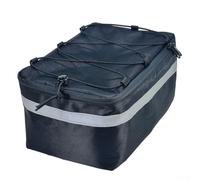 Sac de coffre arrière de vélo avec tissu imperméable, poches latérales, sangle élastique supérieure et éléments réfléchissants pour vélos électriques et vélos (noir)