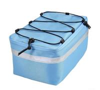 Sac de coffre arrière de vélo avec tissu imperméable, poches latérales, sangle élastique supérieure et éléments réfléchissants pour vélos électriques et vélos (bleu)