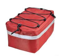 Sac de coffre arrière de vélo avec tissu imperméable, poches latérales, sangle élastique supérieure et éléments réfléchissants pour vélos électriques et vélos (rouge)