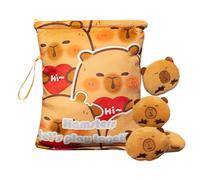 Sac De Collation En Peluche | Sacs De Collations Capybara Réutilisables | PP Bag De Collation De Voyage En Coton | Adorable Hug Oreiller Avec 4 Mini-poupées | Rangement De Bonbons Doux Et Décor De Cha