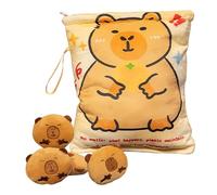 Sac De Collation En Peluche | Sacs De Collations Capybara Réutilisables | PP Bag De Collation De Voyage En Coton | Adorable Hug Oreiller Avec 4 Mini-poupées | Rangement De Bonbons Doux Et Décor De Cha