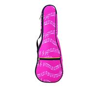 Sac de concert pour ukulélé à motif notes de musique, 58 cm 600D Oxford sac à dos à bandoulière unique avec bretelles réglables, Motif notes de musique rose, Tote