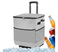 Sac de congélation à roulettes pliable : voyage en refroidisseur avec poignée télescopique et roues solides | Carton isotherme de grande capacité, nourriture, camping, pique-nique, course, sortie