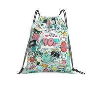 Sac De Cordon 36x42cm, J'adore L'Illustration des Années 90 Filles Portable Petit Sac À Dos, pour Yoga, Femmes, Hommes, La Plage