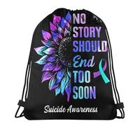Sac De Cordon Aucune Histoire Ne Devrait Se Terminer Trop Tôt. Sensibilisation À La Prévention du Suicide. Pliable Filles Sac De Yoga À Cordelette, pour École, La Plage, Anniversaire, 36x42cm