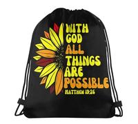 Sac De Cordon Christianisme, Foi en Jésus, avec Dieu, Tout Est Possible Garçons Lavable Sac De Plage, pour École, Femmes, Natation, 36x42cm