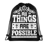 Sac De Cordon Christianisme, Foi en Jésus, avec Dieu, Tout Est Possible Réglable Pliable Petit Sac À Dos, pour Yoga, Natation, Hommes, 36x42cm