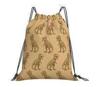 Sac De Cordon Diagramme Rétro du Tyrannosaure Extérieure Pliable Sac De Yoga À Cordelette, pour Le Sport, Anniversaire, Hommes, 36x42cm