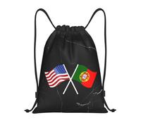 Sac De Cordon Drapeau Américain Et Portugais Étanche Filles Sac De Sport Unisexe, pour Le Sport, Hommes, Yoga, 36x42cm