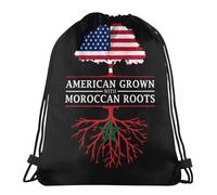 Sac De Cordon Drapeau des États-Unis, du Maroc Et De L'Amérique Lavable Étanche Sac De Yoga À Cordelette, pour Yoga, Natation, École, 36x42cm