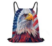 Sac De Cordon Eagle Rouge, Blanc Et Bleu Portable Extérieure Sac De Plage, pour Natation, Anniversaire, Le Sport, 36x42cm
