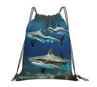 Sac De Cordon Impression De Requins-Marteaux Étanche Extérieure Sac À Cordon De Sport, pour La Plage, Hommes, Yoga, 36x42cm