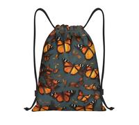 Sac De Cordon Impression De Tas De Papillons Monarques Portable Lavable Sac À Cordon De Serrage pour Enfants, pour La Plage, Hommes, Femmes, 36x42cm