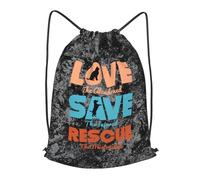 Sac De Cordon Imprimé Amour Chat Sauver Chien Animaux De Sauvetage Portable Pliable Sac À Cordon De Sport, pour La Plage, Femmes, Hommes, 36x42cm