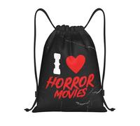 Sac De Cordon J'adore Les Films d'horreur Enfants Lavable Sac De Plage, pour École, Yoga, Anniversaire, 36x42cm