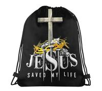 Sac De Cordon Jésus m'a Sauvé La Vie Filles Étanche Sac De Sport Unisexe, pour Anniversaire, École, Natation, 36x42cm