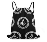 Sac De Cordon Logo Maçonnique Noir : Foi, Espérance Et Charité Portable Lavable Sac Tissu Cordon, pour Hommes, Femmes, La Plage, 36x42cm