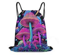 Sac De Cordon Planète De l'univers des Champignons Trippants Lavable Portable Sac De Yoga À Cordelette, pour Hommes, Femmes, Yoga, 36x42cm
