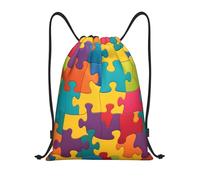 Sac De Cordon Puzzle Coloré À Motifs Abstraits Peints Portable Extérieure Sac De Natation, pour La Plage, Hommes, Yoga, 36x42cm