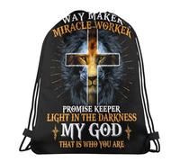 Sac De Cordon Religieux Christianisme Foi Jésus Pliable Garçons Sac De Gym, pour Anniversaire, Le Sport, Yoga, 36x42cm