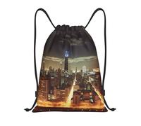 Sac De Cordon Ville De Chicago Portable Extérieure Sac De Natation, pour La Maternelle, École, Yoga, 36x42cm