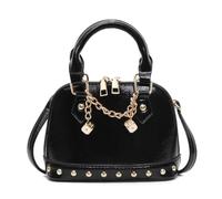 Sac de corps croisé raffiné pour femme avec inscription en anglais Sac à main en forme de coquillage pour se déplacer ou faire du shopping Design de rivets de luxe, Noir