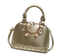Sac de corps croisé raffiné pour femme avec inscription en anglais Sac à main en forme de coquillage pour se déplacer ou faire du shopping Design de rivets de luxe, or