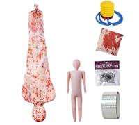 Sac de Corps d'halloween, 5 Pieds suspendues cadavres mortes Victimes mortes, décorations sanglantes d'halloween, Faux Corps Gonflable Tissu Sanglant pour décor de Jardinage pour Le cimetière