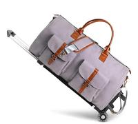 Sac de Costume Pliable, Sac Voyage for vêtements avec roulettes, boîte Chariot d'affaires multifonctionnelle étanche Grande capacité, W nd Luxe(Light Grey)
