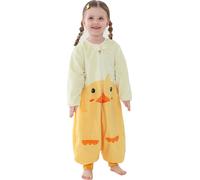 Sac de couchage bébé Manches longues avec pieds Hiver Swaddle Couverture portable 1-6 ans Petit canard jaune L