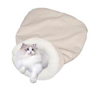 Sac de couchage chaud pour chats - Cave pour lit d'hiver semi-fermée - Sac de couchage en peluche pour chiens et chats - Lit confortable et épais pour se reposer, un siège et se détendre quand il fait