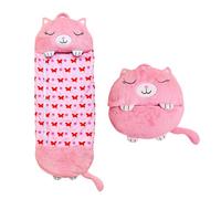 Sac de couchage convertible en coussin, pour enfants, chaton. Tissu en peluche.