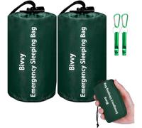 Sac de couchage de survie bivouac, léger, imperméable, coupe-vent, isolé, en Mylar, abri d'urgence, 213,4 cm, compact pour camping, randonnée, équipement de randonnée (lot de 2)