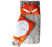 Sac de Couchage de Voyage pour Enfants | Design Renard | Sac de Couchage Léger et Compact en Coton 3 Saisons | Rectangulaire avec Matelas Intégré et Oreiller Amovible | Couette 1 Personne Disponible