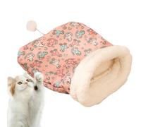 Sac de couchage d'hiver pour chat - Lit apaisant semi-fermé pour animal domestique avec tissu en peluche douce et jolie boule de queue, chaleur, confort d'intimité pour se reposer les félins | Snuggle