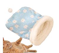 Sac de couchage d'hiver pour chat - Sac semi-fermé en peluche douce avec boule de queue, lit chaud et moelleux pour dormir au repos et cachette sûre | Pet Supplies Cushion Pad confortable