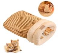 Sac de couchage doux pour chat cocoon semi-fermé en peluche - 45 x 54 cm pour maison ou cage