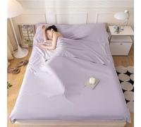 Sac De Couchage en Coton Drap De Couchage 1 2 Personnes Draps, avec Fente Couchage pour Oreiller pour Hôtel, Motel Et Voyage en Sac à Dos, Drap De Camping Léger (Violet,200x210cm)