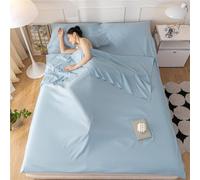 Sac De Couchage en Coton Drap De Couchage 1 2 Personnes Draps, avec Fente Couchage pour Oreiller pour Hôtel, Motel Et Voyage en Sac à Dos, Drap De Camping Léger (Bleu,200x210cm)
