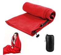Sac de couchage en polaire - Sac de couchage d'été léger - Peut être couplé - Lavable - Fermeture éclair à double sens - Pour camping, voyage, auberge - 180 x 82 cm - Rouge