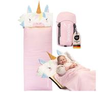 Sac de couchage enfant rectangulaire duvet - Skandika Soti - 170 x 65 cm - 3 Saisons - camping, rando - Rose