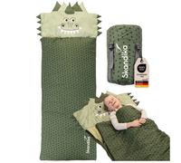 Skandika Sac de couchage pour enfants Soti | Sac de couchage de camping pour enfants jusqu'à 150 cm, design coloré Renard/Licorne/Dino/Lion, avec coton, lavable en machine | Sacs de couchage pour
