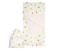 Sac de Couchage Enfants Garderie Maternelle - Sac Duvet à Scratch 1.5 TOG avec Poche pour Petit Coussin Fille Garçon 3 4 5 6 7 Ans - Sac Intérieur Crèche Voyage Camping 140x70 cm (Safari)