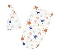 Sac De Couchage Pour Bébé, Ensemble De 2 Pièces, Bonnet Noué, Sac De Couchage Imprimé Pour Nouveau-Né, Accessoires De Photographie Pour Bébé