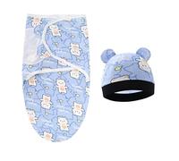 Sac de Couchage pour bébé, vêtements d'emmaillotage pour Les Tout-Petits 0-3 Mois, avec Capuchon, 100% Coton Biologique, Respirant, Nouveau-né