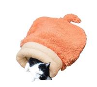 Sac de Couchage pour Chats, Grotte Semi-fermée en Peluche Douce - Queue à Placer verticalement | pour Salon, Chambre à Coucher, intérieur ou extérieur, Automne, Hiver, Souris, Petit Animal