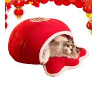 Sac de couchage pour petit chien, lit pour chat | Sac à câliner en peluche pour nid de chat du Nouvel An chinois,Coussin de terrier doux pour chiot, câlin pour chaton, meubles de lit épais et chauds p
